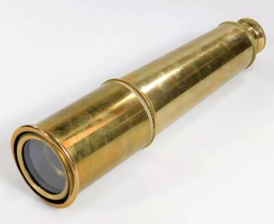 An early 20thC brass four draw telescope, marked T Cook, London no. 1842, with removable lens, when open 86cm W. - 2