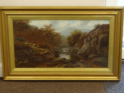 William Mellor (1851-1931). Welsh Landscape, oil on canvas, signed and inscribed verso, 39cm x 75cm. - 2