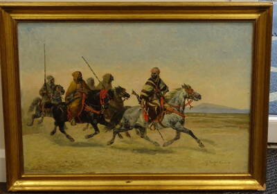 Guiseppe Razzio (1823-1916). Middle Easter Horsemen, oil on canvas, signed and dated (18)83, 53cm x 79cm. - 2