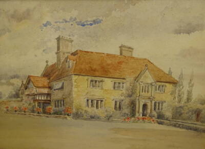 19thC British School. Manor House, watercolour, 25.5cm x 36cm.