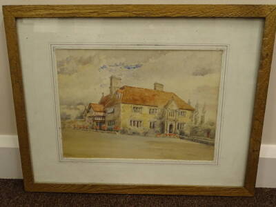 19thC British School. Manor House, watercolour, 25.5cm x 36cm. - 2