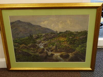 Harry Sutton Palmer (1854-1933). Mountain stream in North Wales, watercolour, signed, 51cm x 73cm. - 2