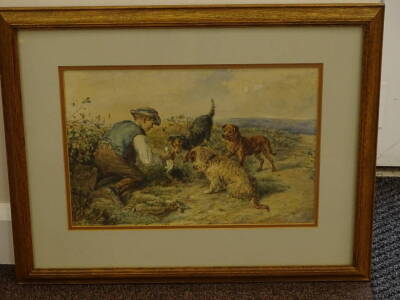 William Edward Millner (1849-1895). Ferreting, watercolour, signed and dated 1867, 29cm x 42.5cm. - 2