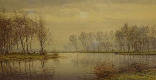 Albert Hartland (1840-1893). Upper Mersey, watercolour, signed and titled verso, 40cm x 72.5cm.