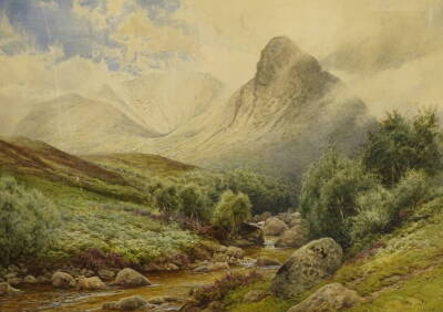 Clive Newcombe (1847-1894). Glen Sannox, Isle of Arran North Ayrshire, watercolour, signed and dated 1881, 59cm x 80.5cm.