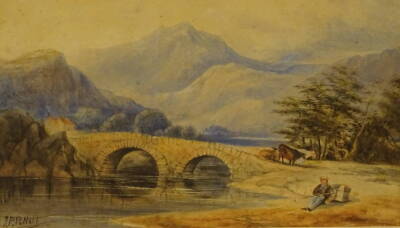 Joseph Paul Pettitt (1812-1882). River scene, watercolour, signed, 20cm x 31.5cm.