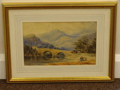 Joseph Paul Pettitt (1812-1882). River scene, watercolour, signed, 20cm x 31.5cm. - 2