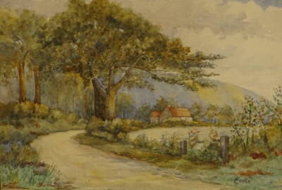 E. Cooke (19thC). Country Lane, watercolour, signed, 21cm x 28.5cm.