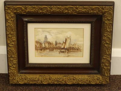 S.C.F. (19thC/20thC). Harbour scene, watercolour, initialled, 12cm x 18cm. - 2