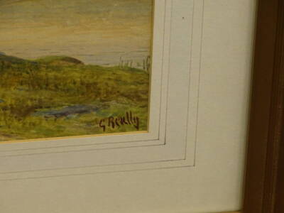 19thC School. Mountain lake scene, watercolour, indistinctly signed, 24.5cm x 35.5cm. - 3