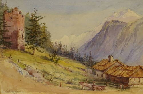 G.K. Pierson (19thC). Alpine landscape, watercolour, signed and dated 1868, 22cm x 30cm.