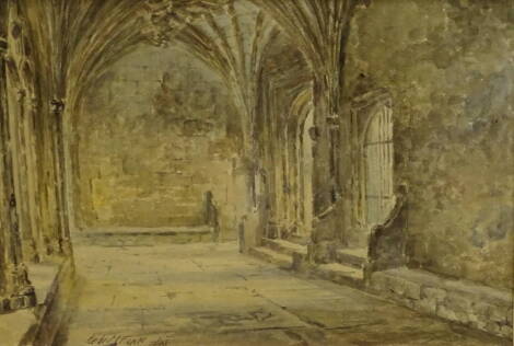 Herbert John Finn (1860-1942). Cloisters Lincoln Cathedral, watercolour, signed and dated (18)98, 25cm x 35cm.