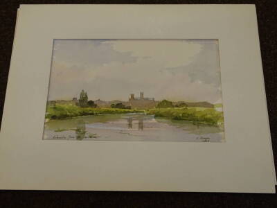 Len Roope (1917-2005). Lincoln from the Witham, watercolour, signed, titled and dated 1987, 17.5cm x 26.5cm. - 2