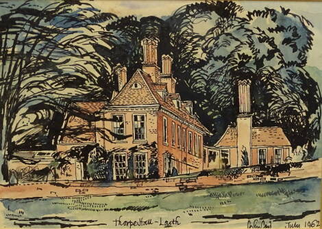 Colin Carr (1929-2002). Thorpe Hall, Louth, watercolour, signed, titled and dated 1962, 12cm x 17cm.