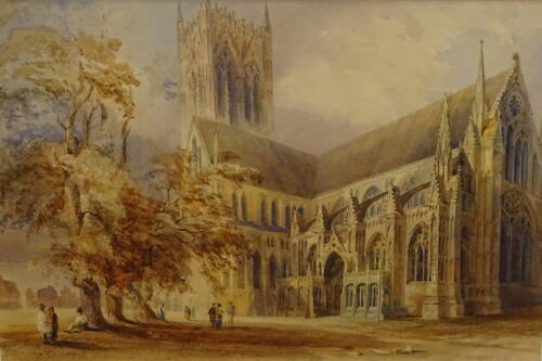 Alice Eyre (19thC). North Porch Lincoln Cathedral (?), watercolour, signed and titled verso, 36cm x 53cm.