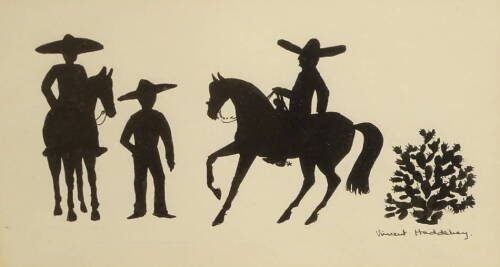 Vincent Haddelsey (1934-2010). Horse and Rider, ink, signed, 11cm x 17cm and another (2)