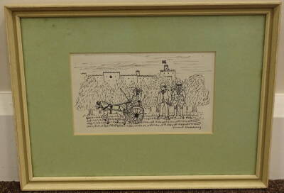 Vincent Haddelsey (1934-2010). Horse and Cart, ink, signed, 10cm x 17cm - 2