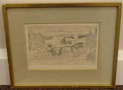 Vincent Haddelsey (1934-2010). Horses and Sledge, artist signed etching, 12.5cm x 20cm - 2