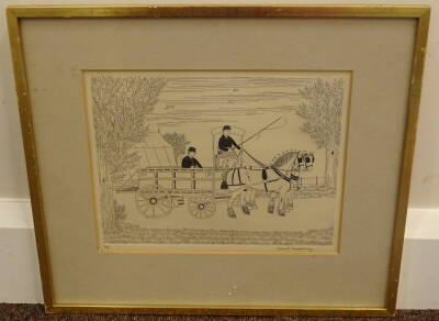 Vincent Haddelsey (1934-2010). Drag Wagon, artist signed etching, 6/12, 19cm x 25cm - 2