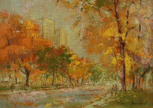 Marion Brown (20thC). Autumn park scene, oil, signed, 37cm x 49.5cm.