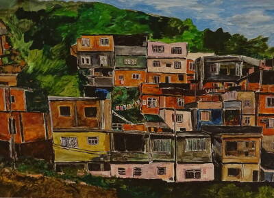 Bob Dylan (b.1941). Favela Villa Candido, artist signed limited edition coloured print 261/295, 52cm x 67cm. With Washington Green Fine Art certificate of authenticity.