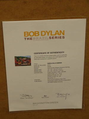 Bob Dylan (b.1941). Favela Villa Candido, artist signed limited edition coloured print 261/295, 52cm x 67cm. With Washington Green Fine Art certificate of authenticity. - 6