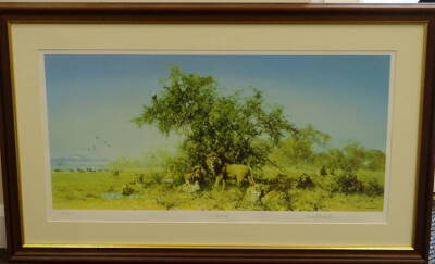 David Shepherd (1931-2017). Africa, artist signed limited edition coloured print 97/350, 45cm x 87cm. - 2