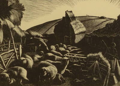 Claire Leighton (1898-1989). The farmers year, two monochrome prints, 23cm x 29.5cm. - 2