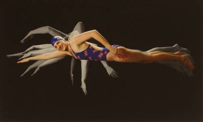 Marc Aspland (20thC). Rebecca Adlington, artist signed coloured print, 24cm x 30cm.