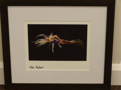 Marc Aspland (20thC). Rebecca Adlington, artist signed coloured print, 24cm x 30cm. - 2