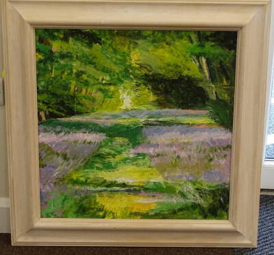 Pat Bustin (20thC). The Bluebell Wood, oil on board, signed and titled verso, 59.5cm x 59.5cm. - 2