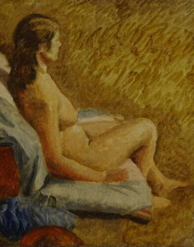 20thC British School. Nude study, oil on canvas, 60.5cm x 50.5cm.