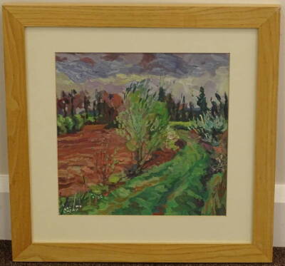 Pat Bustin (20thC). Landscape, oil, 28cm x 28cm. - 2