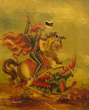 19thC/20thC School. St George and the Dragon, oil on canvas, 35cm x 28cm.