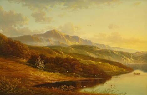 Andrew Grant Kurtis (20thC). Mountain lake scene, oil on canvas, signed, 60cm x 90cm.