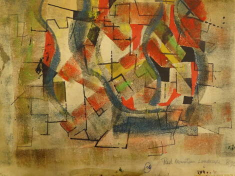 H L Gordon. Abstract figures, mixed media, signed and dated (19)58, 31cm x 48cm, and another. (2)