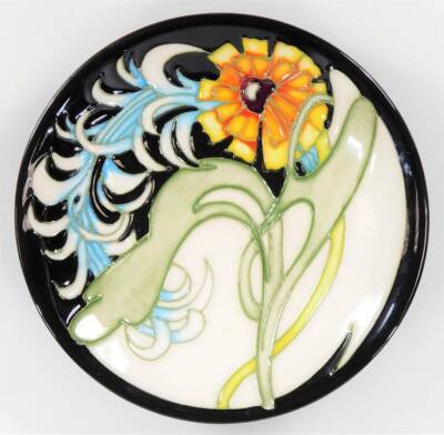 A Moorcroft Collectors Club Plume pattern coaster, marked beneath, 12cm Dia. (boxed) - 2