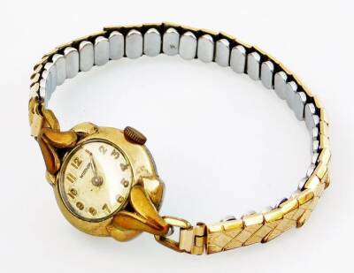 A Widdop ladies wristwatch, with oval watch head, on expanding stainless steel bracelet, with gold plated watch head. - 3