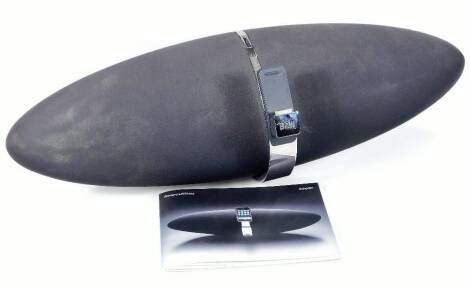 A Bowers and Wilkins Zeppelin iPod/iPhone docking station, 62cm W, with cable and instruction manual.