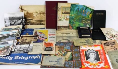 Various ephemera Royal related and other, The Coronation 1937, a cancelled passport, Christy In The Home and other information pamphlets, other early and mid 20thC newspapers Royal related, etc. (a quantity)