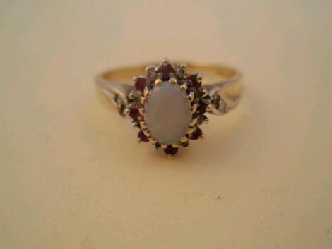 A 9ct gold opal cluster ring