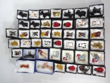 Various as new glass ornaments, etc., to include ladybird 5cm H, cat, etc. (a quantity, boxed)