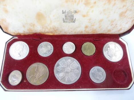 An Elizabeth II 1953 Coronation coin set, in fitted case, 18cm W.