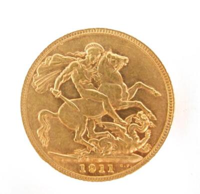 A George V gold sovereign 1911