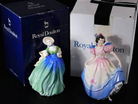 Two boxed Royal Doulton figures, comprising of Jane HN6260, 23cm H and Angela. (2, boxed)