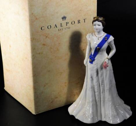 A Coalport bone china figure HM Queen Elizabeth The Queen Mother 95th Birthday, no. 137/500, 22cm H. (boxed)