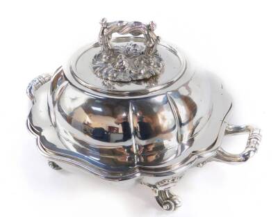 A Victorian silver plated food warmer and cover, of twin handled fluted form, by G R Collis & Company, 33cm Dia, 21cm H.