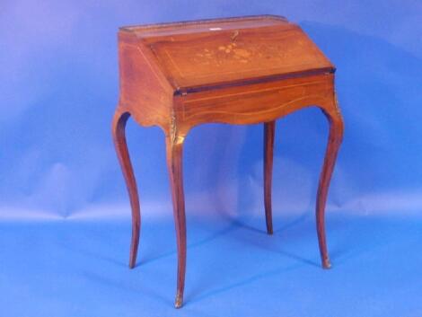 A mid 19thC French rosewood bureau-de-dame