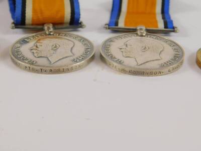 A WWI brothers double fatality group of medals to Thomas and Henry Robinson, of Deeping St James, comprising Great War and Victory medals to each, widow's penny for Henry Robinson, ribbons and badges, together with details of the death of Private Thomas - 3