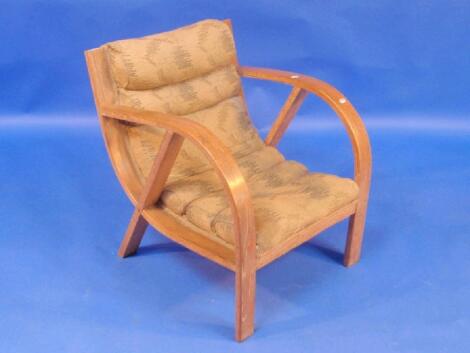 An Art Deco limed oak Bentwood easy chair in the manner of Heals